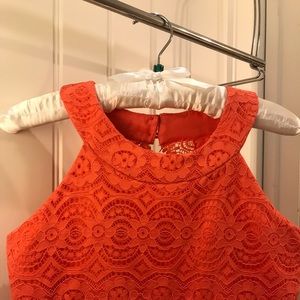 Rare Editions  Orange Lace, Halterneck ,Open Back